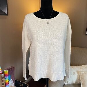 LOFT Women's Cream Crew Neck Sweater